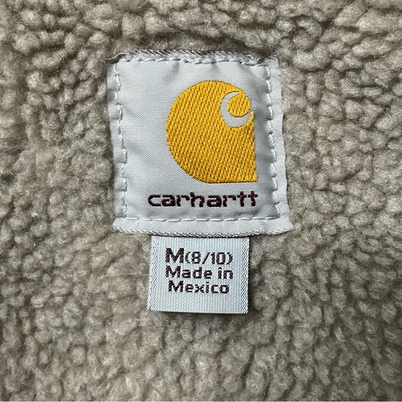 Carhartt Sherpa Lined Duck Canvas Mock Neck Vest Jacket Sz Med Crab Apple WV001 - Picture 7 of 12